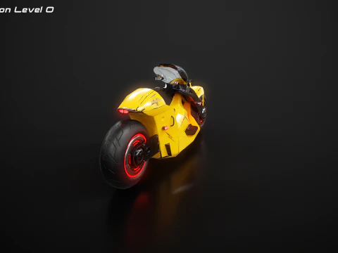 Motocicletta futuristica Cyberpunk gialla Modello 3D