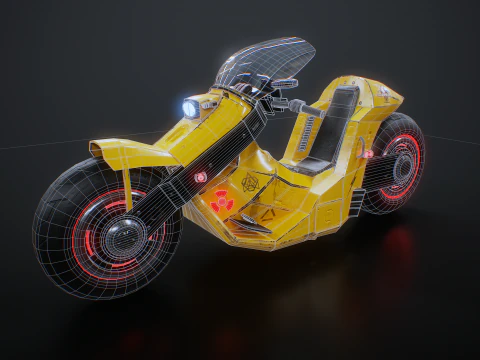 Motocicletta futuristica Cyberpunk gialla Modello 3D
