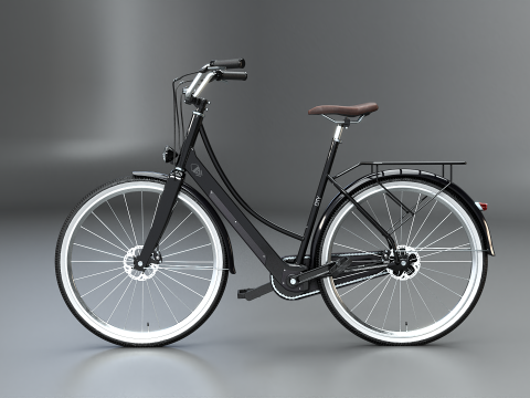 Реалістичний голландський міський електричний велосипед з текстурою PBR 3D Модель