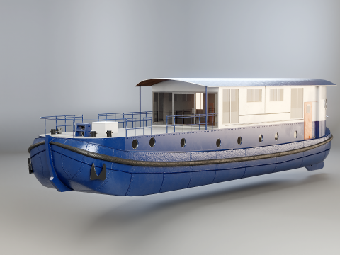 Casa flutuante moderna de barca&ccedil;a holandesa Modelo 3D