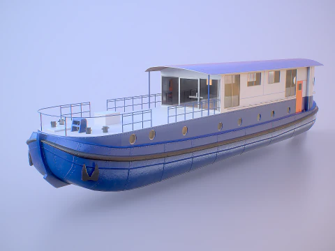 Dutch Barge Houseboat Modern Floating Home 3D Model