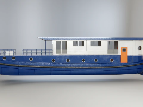Dutch Barge Houseboat Modern Floating Home 3D Model