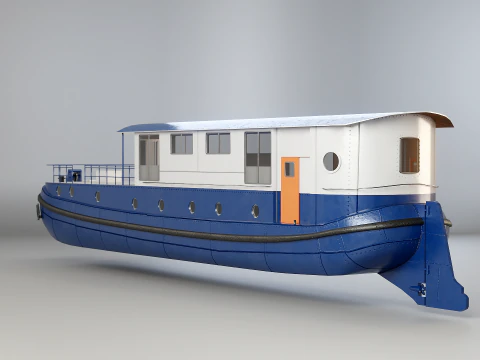 Dutch Barge Houseboat Modern Floating Home 3D Model