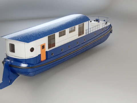 Dutch Barge Houseboat Modern Floating Home 3D Model
