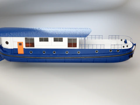 Dutch Barge Houseboat Modern Floating Home 3D Model