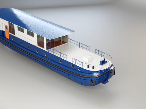 Dutch Barge Houseboat Modern Floating Home 3D Model