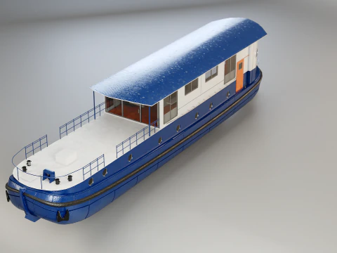 Dutch Barge Houseboat Modern Floating Home 3D Model