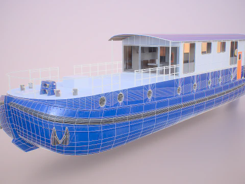 Dutch Barge Houseboat Modern Floating Home 3D Model