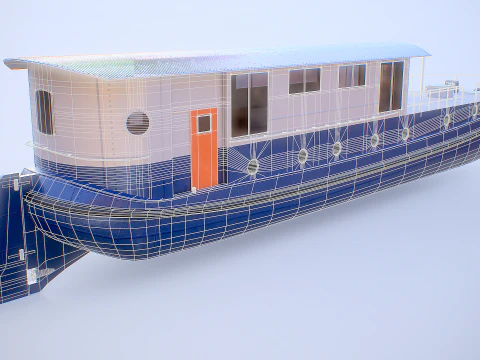 Dutch Barge Houseboat Modern Floating Home 3D Model