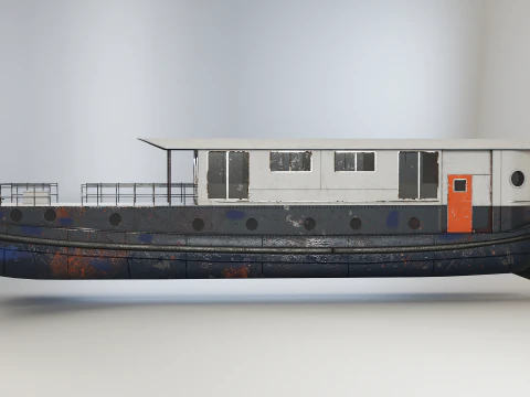 Aged Dutch Barge Houseboat Modern Floating Home 3D Model