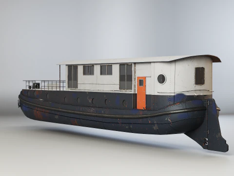 Aged Dutch Barge Houseboat Modern Floating Home 3D Model
