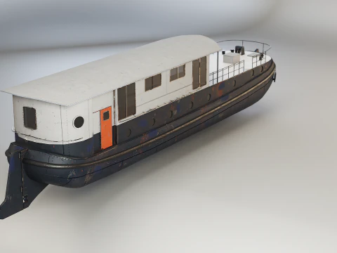 Aged Dutch Barge Houseboat Modern Floating Home 3D Model
