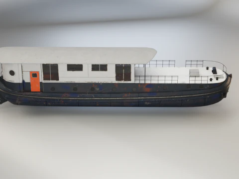 Aged Dutch Barge Houseboat Modern Floating Home 3D Model