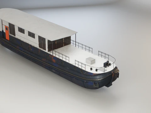 Aged Dutch Barge Houseboat Modern Floating Home 3D Model