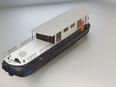 Aged Dutch Barge Houseboat Modern Floating Home 3D Model