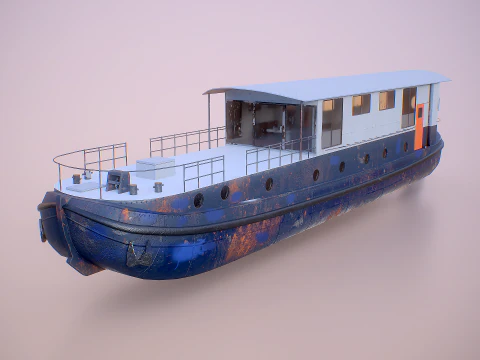 Aged Dutch Barge Houseboat Modern Floating Home 3D Model