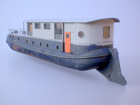 Aged Dutch Barge Houseboat Modern Floating Home 3D Model