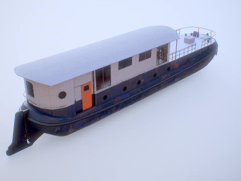 Aged Dutch Barge Houseboat Modern Floating Home 3D Model