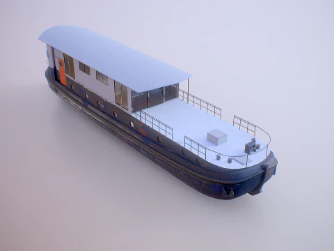 Aged Dutch Barge Houseboat Modern Floating Home 3D Model