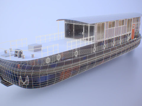 Aged Dutch Barge Houseboat Modern Floating Home 3D Model