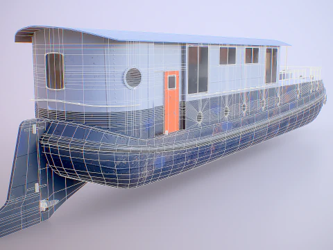 Aged Dutch Barge Houseboat Modern Floating Home 3D Model