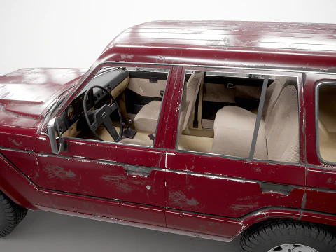 Toyota Land Cruiser J60 invecchiato e roulotte da campeggio classica Modello 3D