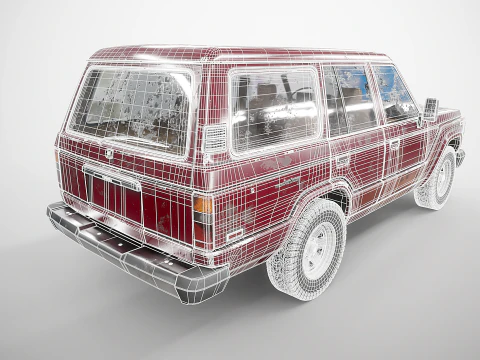 Toyota Land Cruiser J60 invecchiato e roulotte da campeggio classica Modello 3D