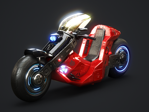 Футуристичний кіберпанк-мотоцикл - науково-фантастичний неоновий мотоцикл 3D Модель
