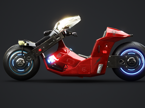 Motocicletta futuristica Cyberpunk - Bici fantascientifica al neon Modello 3D