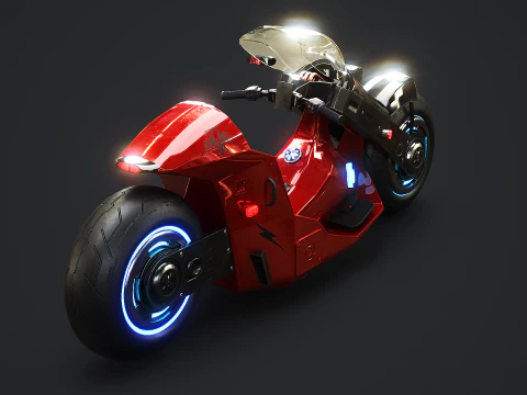 Futuristic Cyberpunk Motorcycle - Sci-Fi Bike Neon 3D Model