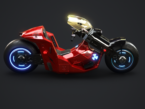 Motocicletta futuristica Cyberpunk - Bici fantascientifica al neon Modello 3D