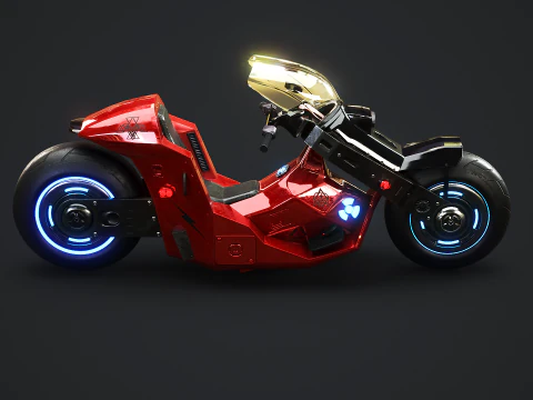 Futuristic Cyberpunk Motorcycle - Sci-Fi Bike Neon 3D Model