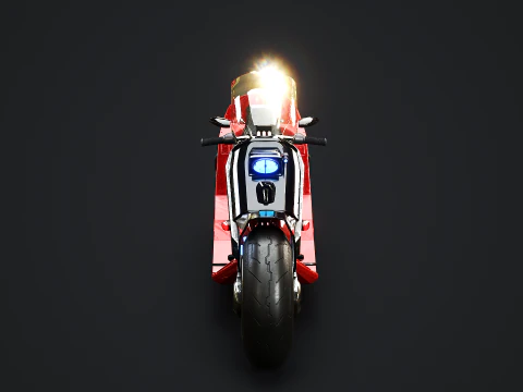 Futuristic Cyberpunk Motorcycle - Sci-Fi Bike Neon 3D Model