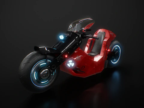 Futuristic Cyberpunk Motorcycle - Sci-Fi Bike Neon 3D Model