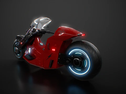 Futuristic Cyberpunk Motorcycle - Sci-Fi Bike Neon 3D Model