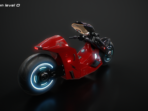 Motocicletta futuristica Cyberpunk - Bici fantascientifica al neon Modello 3D