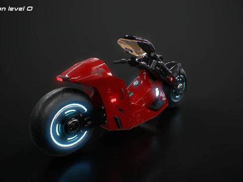 Futuristic Cyberpunk Motorcycle - Sci-Fi Bike Neon 3D Model