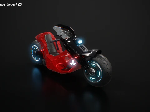 Futuristic Cyberpunk Motorcycle - Sci-Fi Bike Neon 3D Model