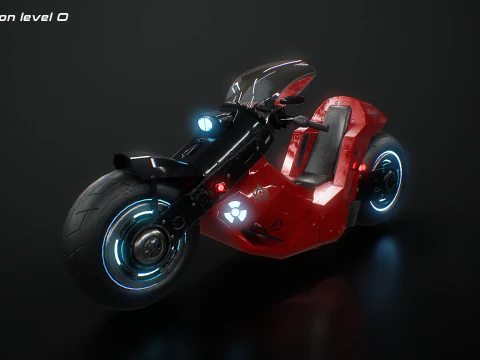 Futuristic Cyberpunk Motorcycle - Sci-Fi Bike Neon 3D Model