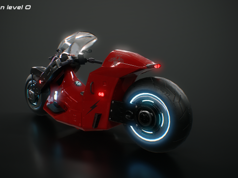 Motocicletta futuristica Cyberpunk - Bici fantascientifica al neon Modello 3D