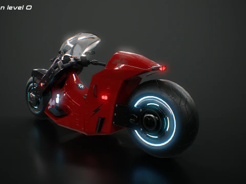 Futuristic Cyberpunk Motorcycle - Sci-Fi Bike Neon 3D Model