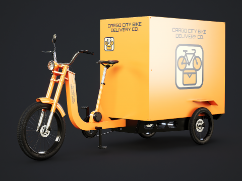 Bicicleta el&eacute;trica de entrega de triciclo de carga Modelo 3D
