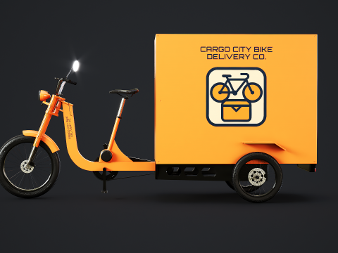 Bicicletta elettrica per consegna triciclo da carico Modello 3D