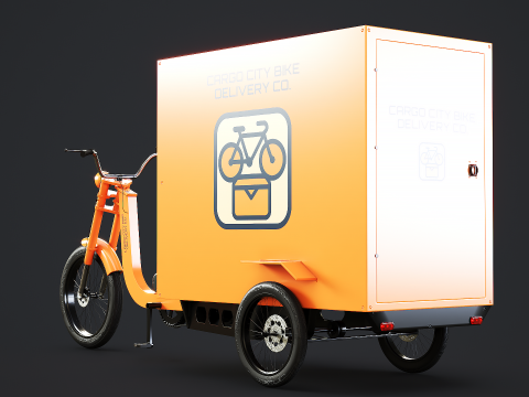 Bicicletta elettrica per consegna triciclo da carico Modello 3D