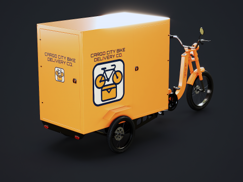 Bicicletta elettrica per consegna triciclo da carico Modello 3D