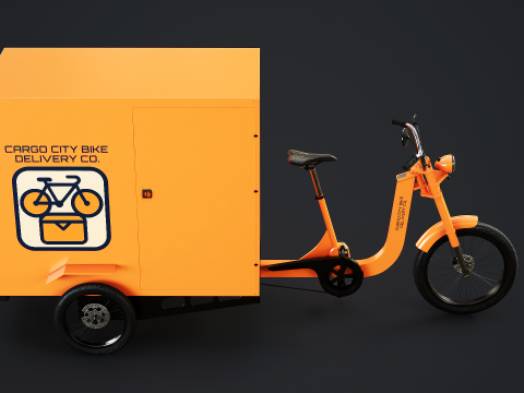 Bicicletta elettrica per consegna triciclo da carico Modello 3D