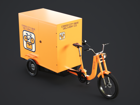 Bicicletta elettrica per consegna triciclo da carico Modello 3D
