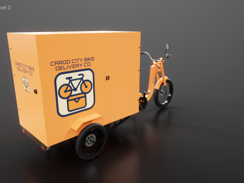 Bicicletta elettrica per consegna triciclo da carico Modello 3D