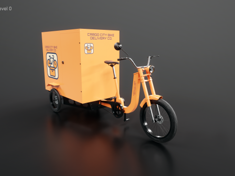Bicicletta elettrica per consegna triciclo da carico Modello 3D