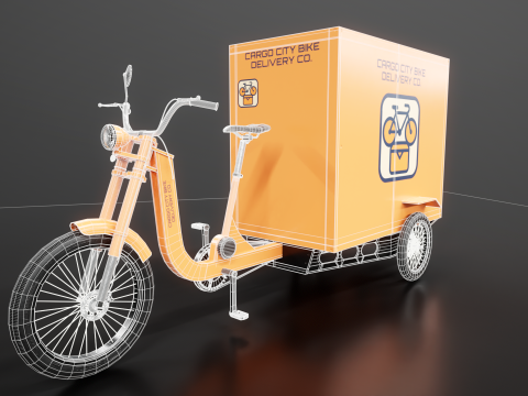 Bicicletta elettrica per consegna triciclo da carico Modello 3D